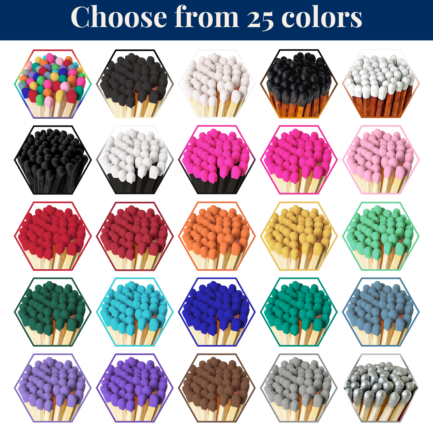 2" Matches + Small Bottle - Color of Your Choice + Strikers