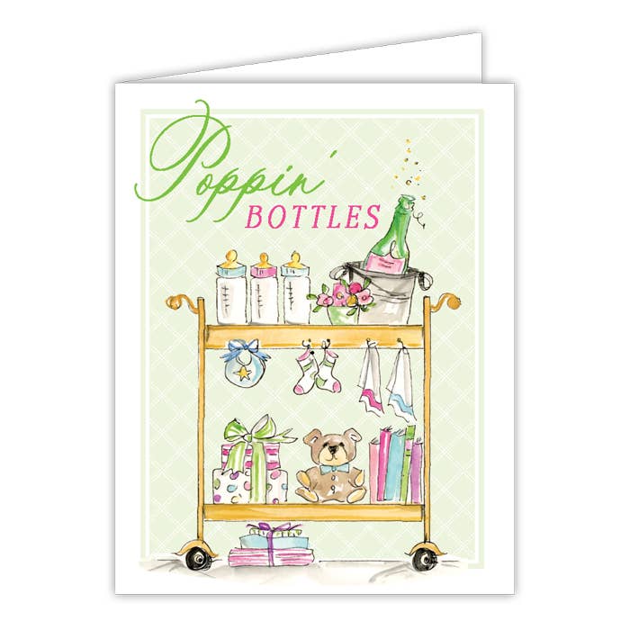 Handpainted Baby Bottle Bar Cart Greeting Card