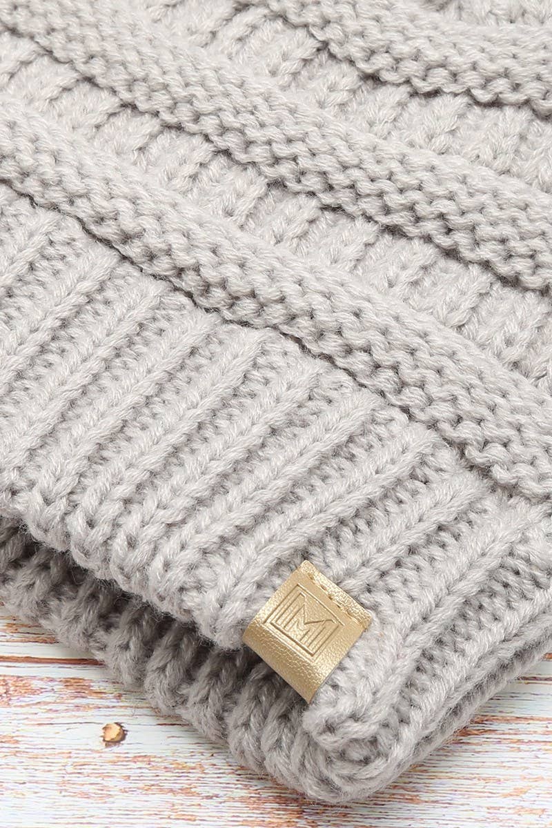 Kids Winter Beanie Hat with Double Pom Pom