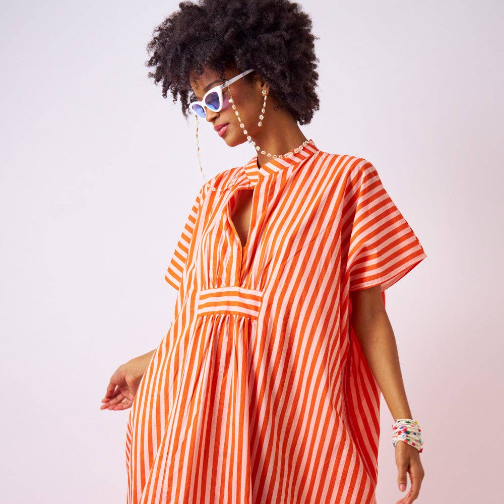 Margot Stripe Kaftan Coral + Blush Wholesale