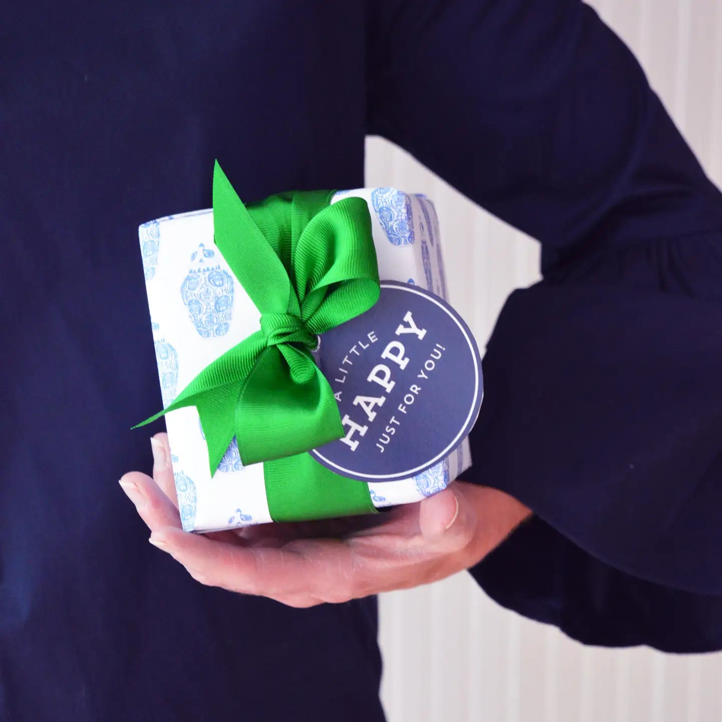 A Little Happy Navy Blue Circle Die Cut Gift Tags