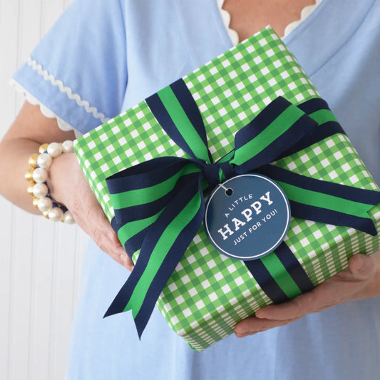 Gingham Check Green Gift Wrap Continuous Rolls