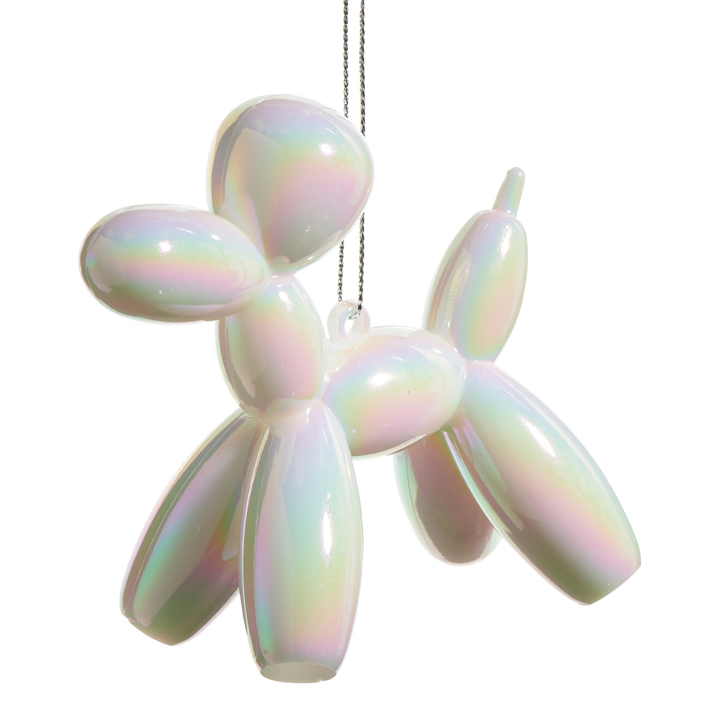 3.75 White Iridescent Balloon Dog Ornament