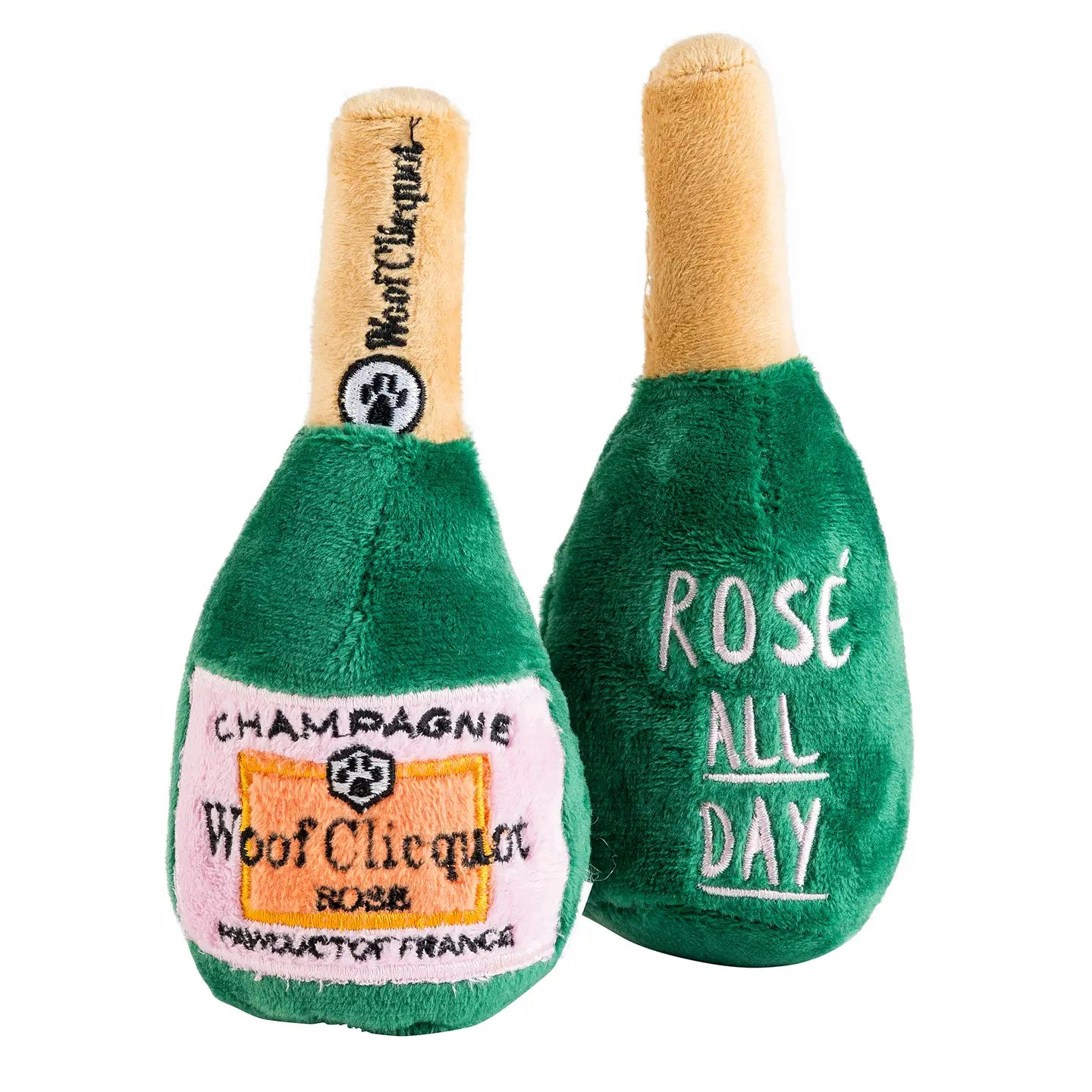 Woof Clicquot Rose' Champagne Bottle Squeaker Dog Toy The Bam Bam Room KC Woof Clicquot Rose' Champagne Bottle Squeaker Dog Toy The Bam Bam Room KC