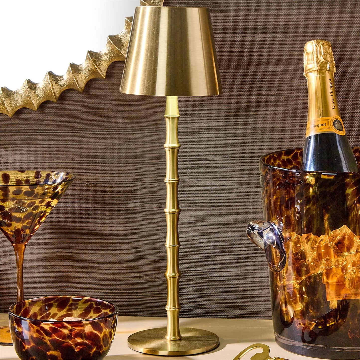 Cordless Bamboo Gold Table Lamp