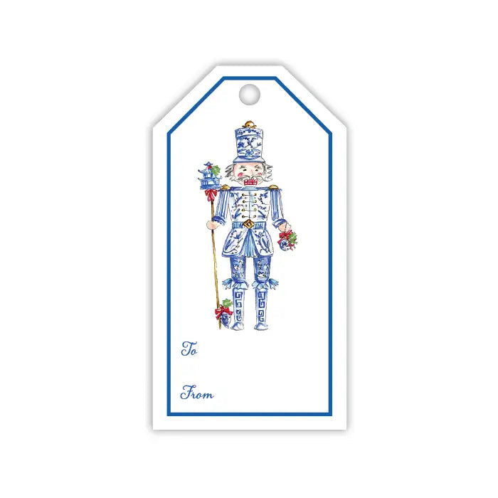 Hand painted Blue Chinoiserie Nutcracker Gift Tag