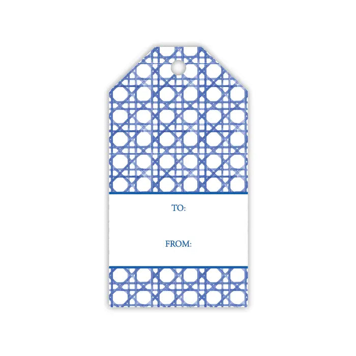 Handpainted Royal Blue Cane Trellis Gift Tag