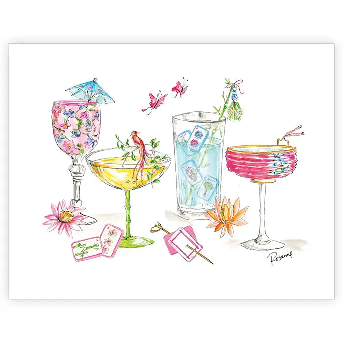 Handpainted Mahjong Cocktails Art Print