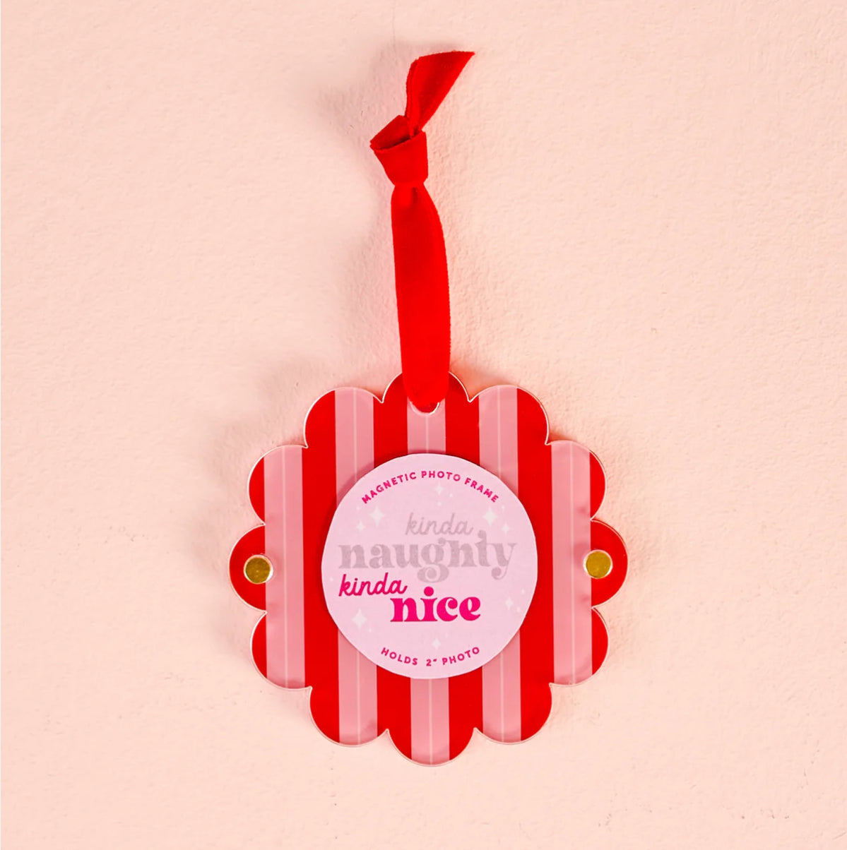 Mini Acrylic Picture Frame Peppermint Striped Ornament