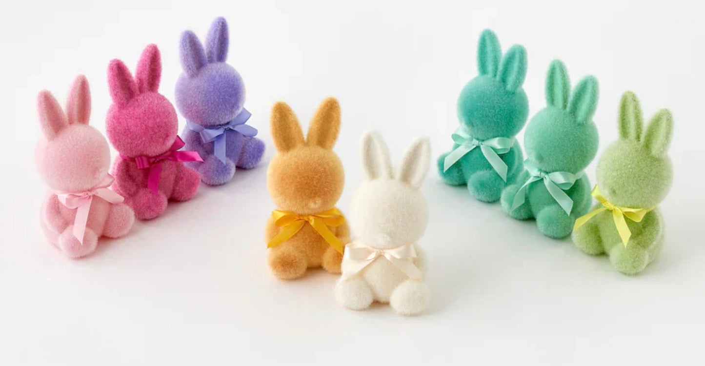 Medium 8in Flocked Sitting Bunny