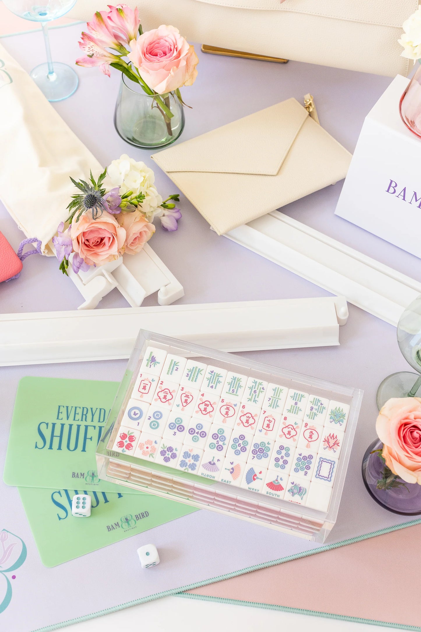 Classic Mahjong Tile Set in Rose (Bam Bird Boutique)