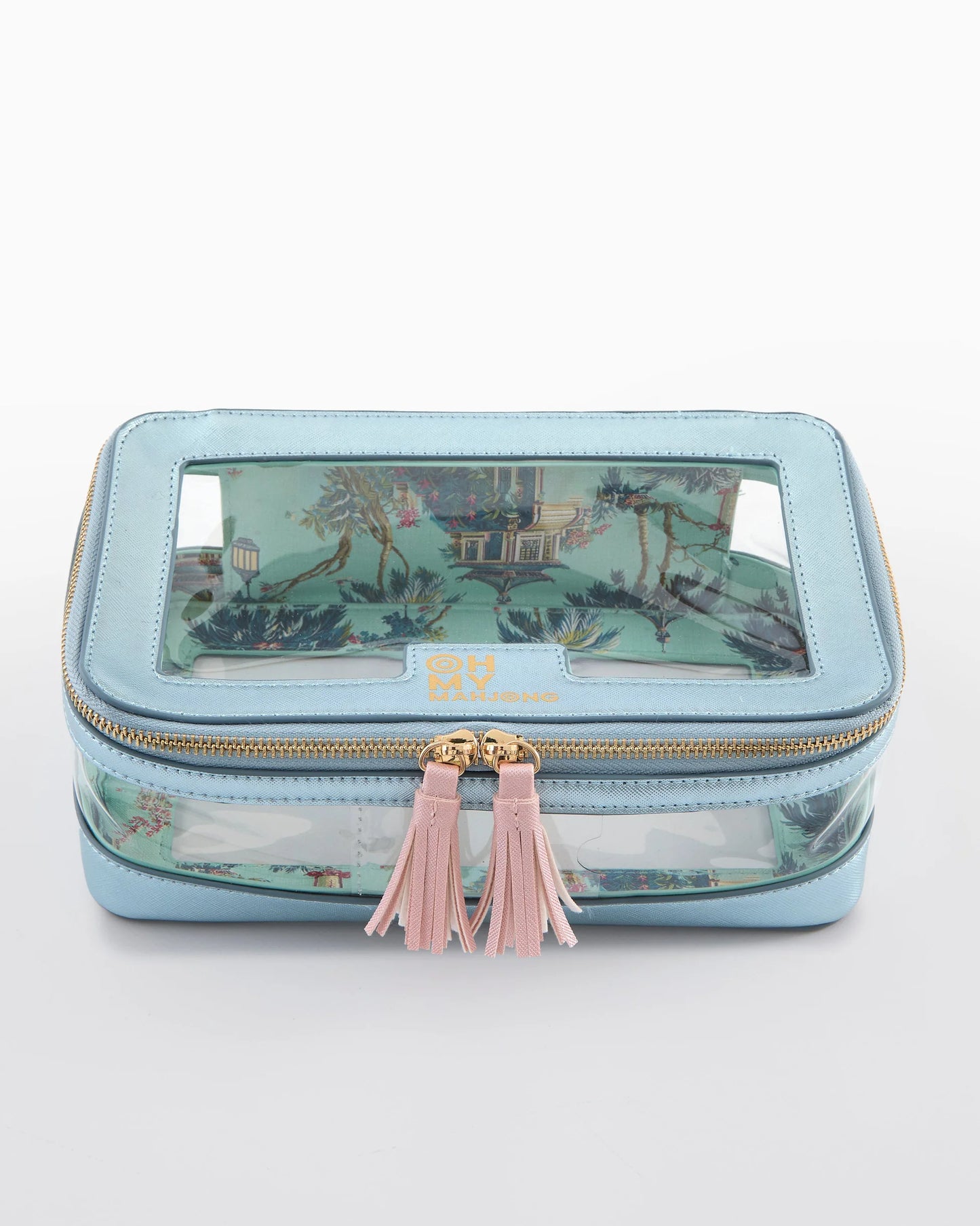 Metallic Light Blue Tile Storage Bag - Oh My Mahjong