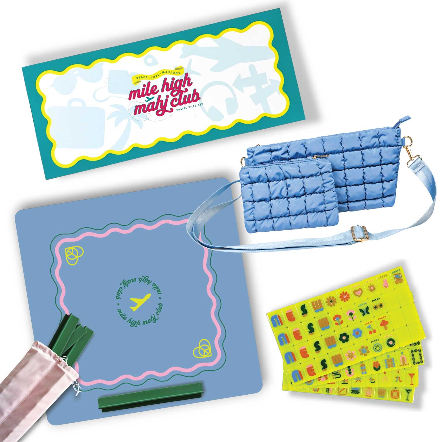 まりマリ Mod Chartreuse Mile High Mahj Club Travel Tiles Set – The Bam Bam