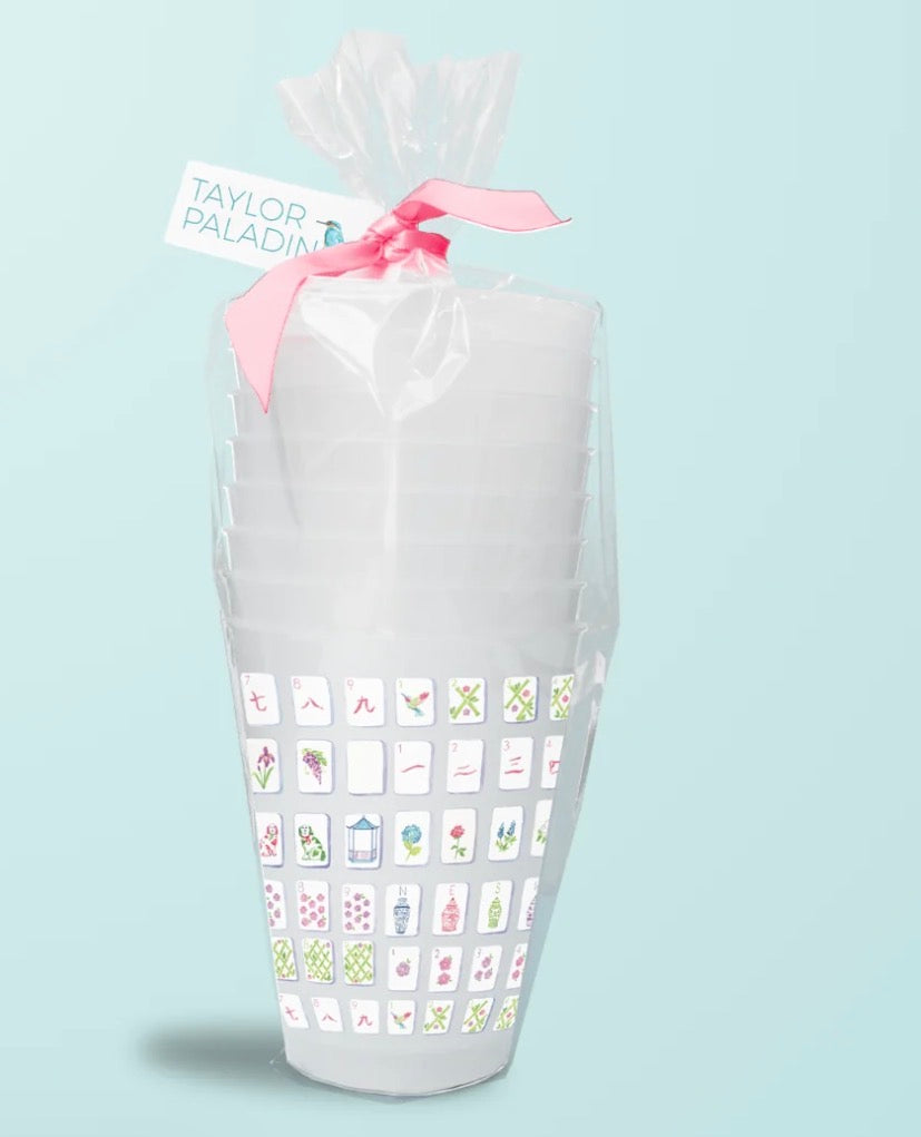 Watercolor Mahjong Tile Frosted Plastic Cups