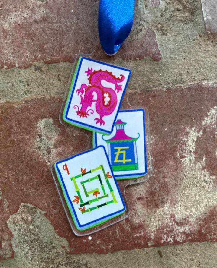 Triple Mahjong Tile White Ornament
