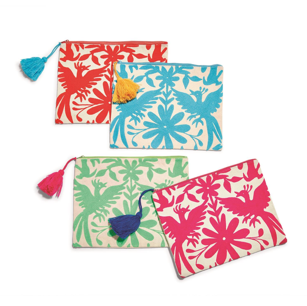 Flora & Fauna Embroidered Multipurpose Pouch Asst. 4 Colors