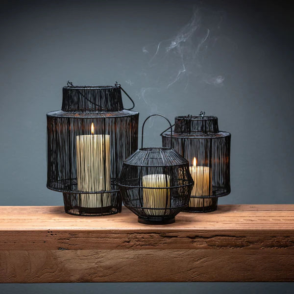 GOLD CYLINDER WIRE LANTERN SMALL