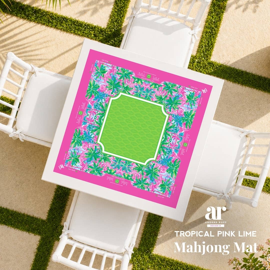 Palm Beach Collection Mahjong Mat | Pink, Blue Non-Neoprene