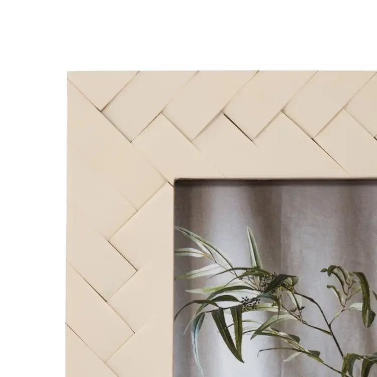 5x7 Bone Woven Photo Frame