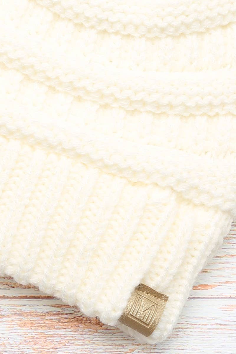 Kids Winter Beanie Hat with Double Pom Pom