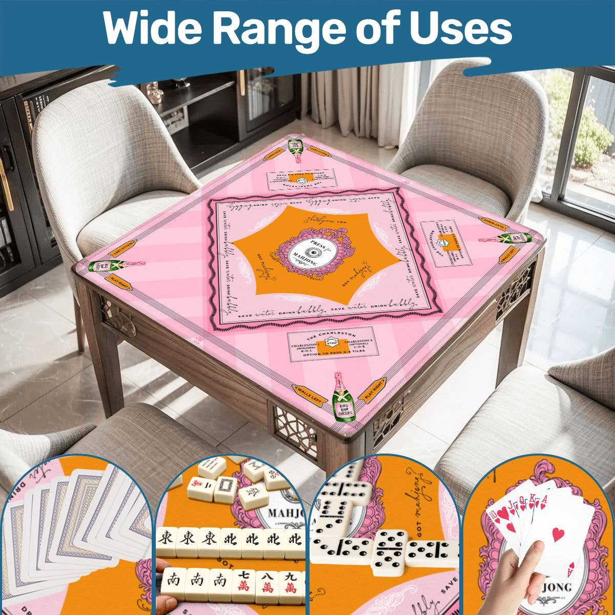 'Press for Mahjong' Mat | The Champagne & Mahj Collection