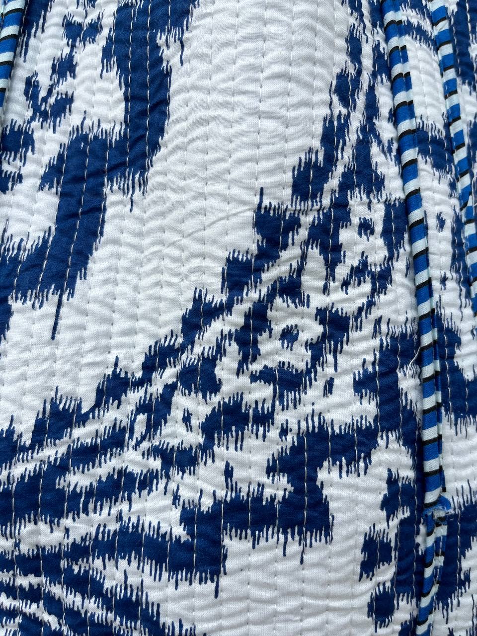 Hand Block Printed Bag White Cotton Bag Quilted Shoulder Bag