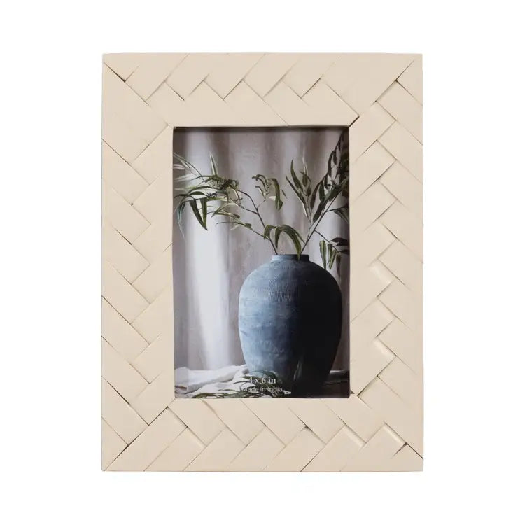 5x7 Bone Woven Photo Frame