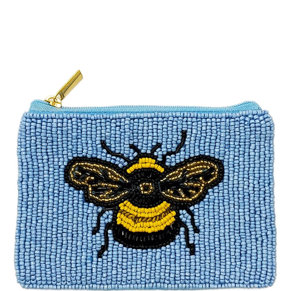 SEED BEAD BEE COIN PURSE BAG, HD 00657