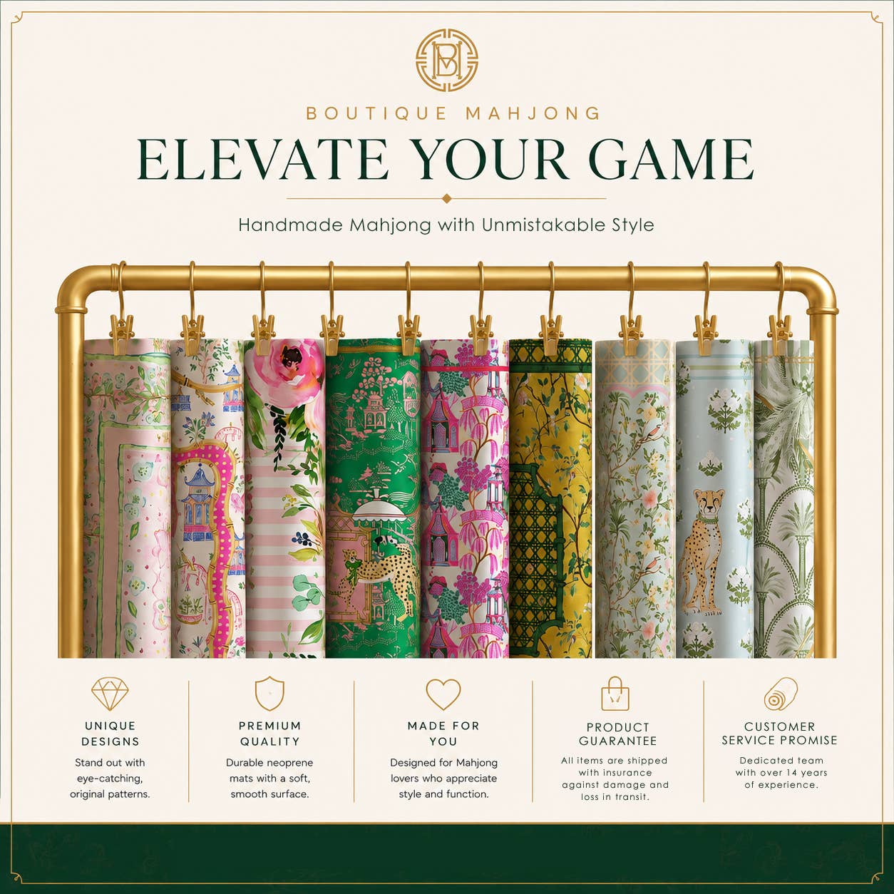 Mahjong Game Mat, Boutique Monogram