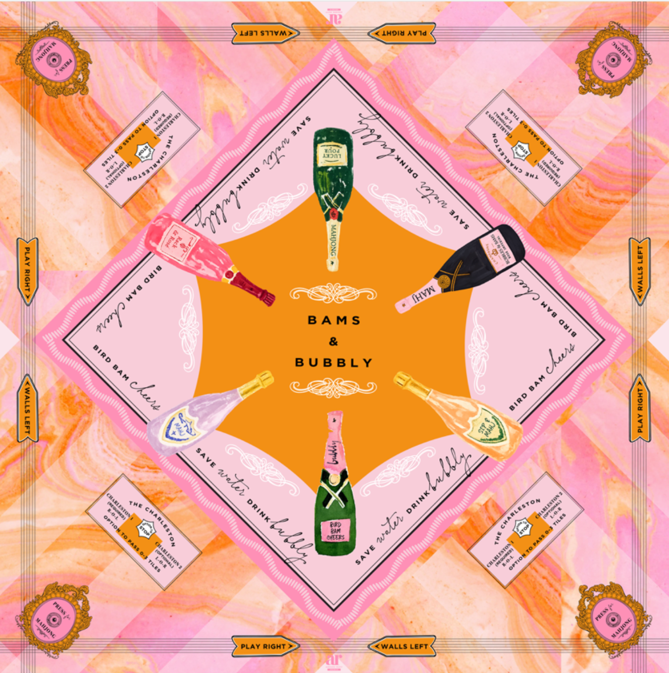 Bams & Bubbly Mahjong Mat | The Champagne & Mahj Collection