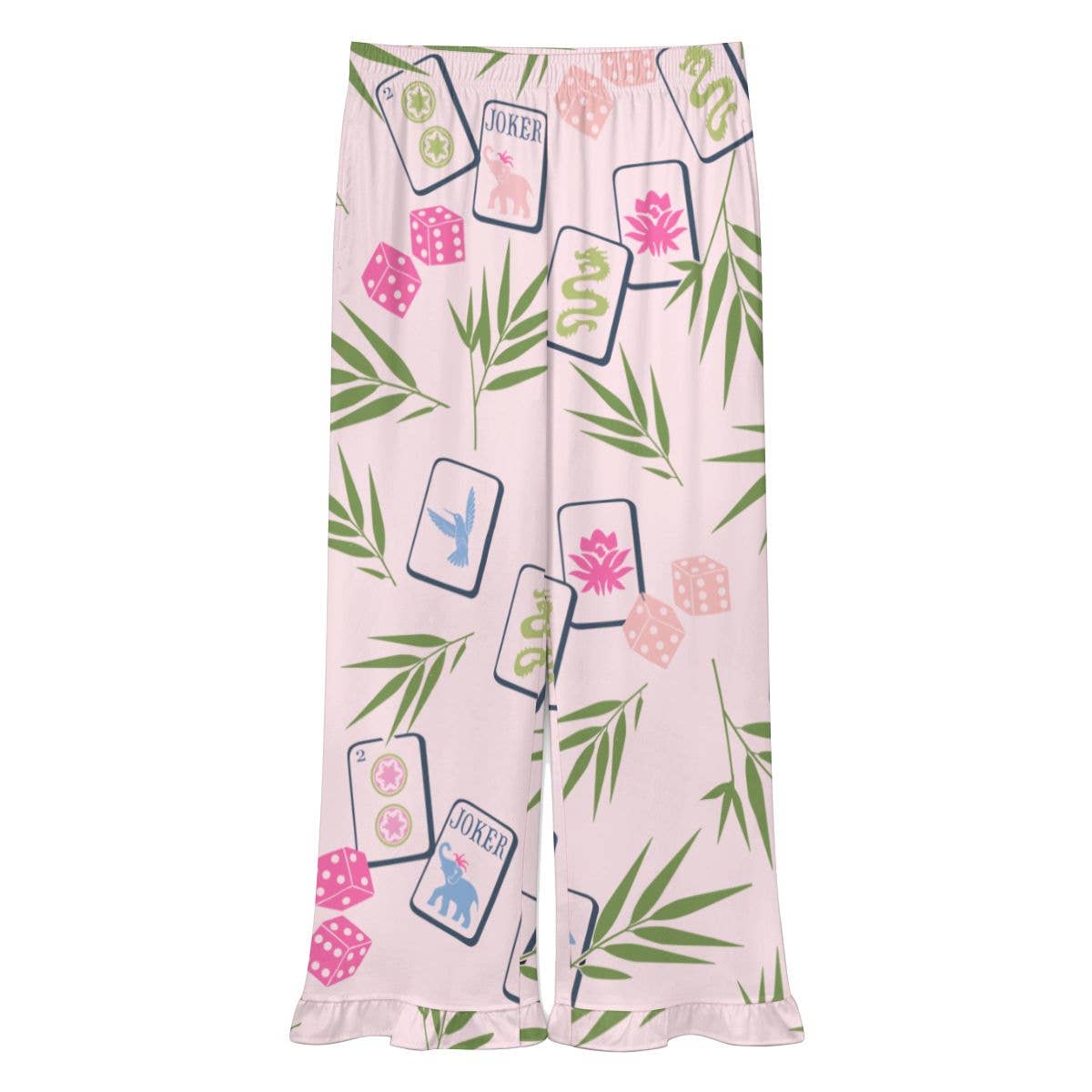 Mahjong Ruffle Pajama Pants | Soft Lounge Pants PJS Palm