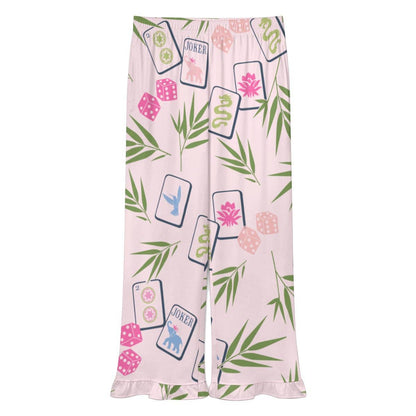 Mahjong Ruffle Pajama Pants | Soft Lounge Pants PJS Palm