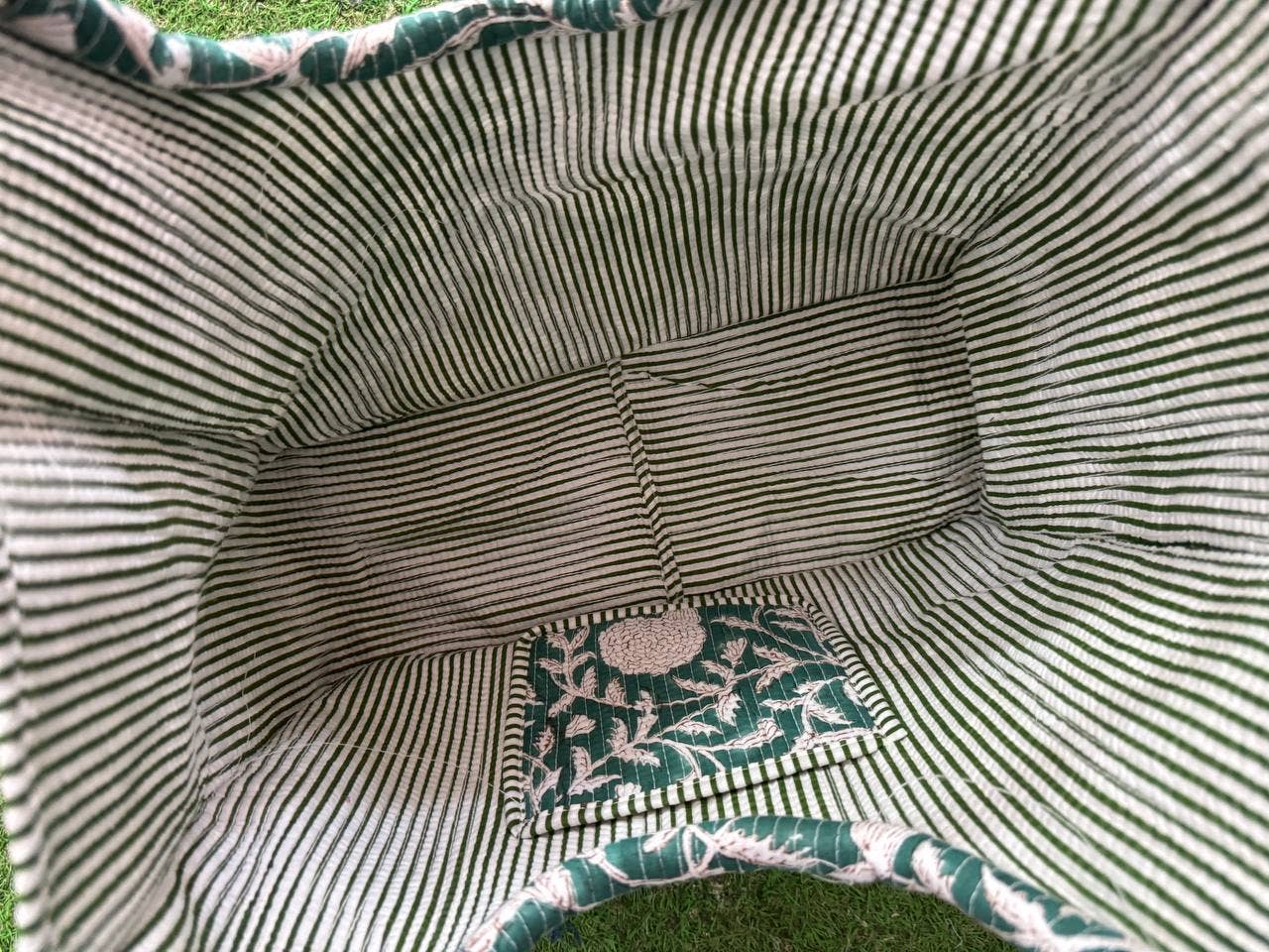 Organic Cotton Bag Quilted Travel Bag Block Printed Tote Bag