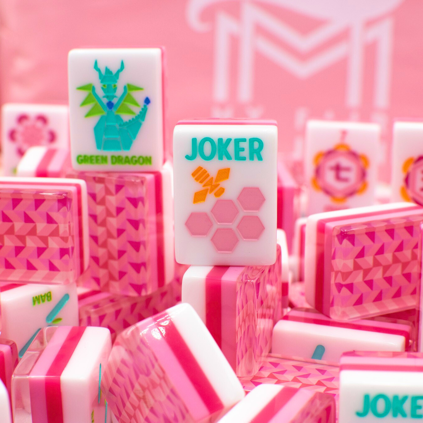 Crystal Prism Pink | Mahjong with Bold Angles and Vibrant Vibes | 1.25" x 0.9" x 0.7"