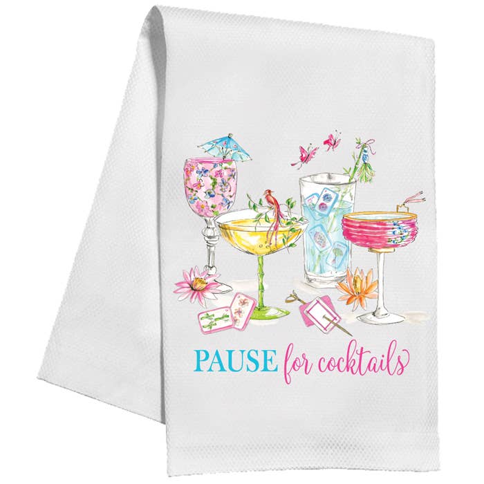 Pause For Cocktails Mahjong Kitchen Towel