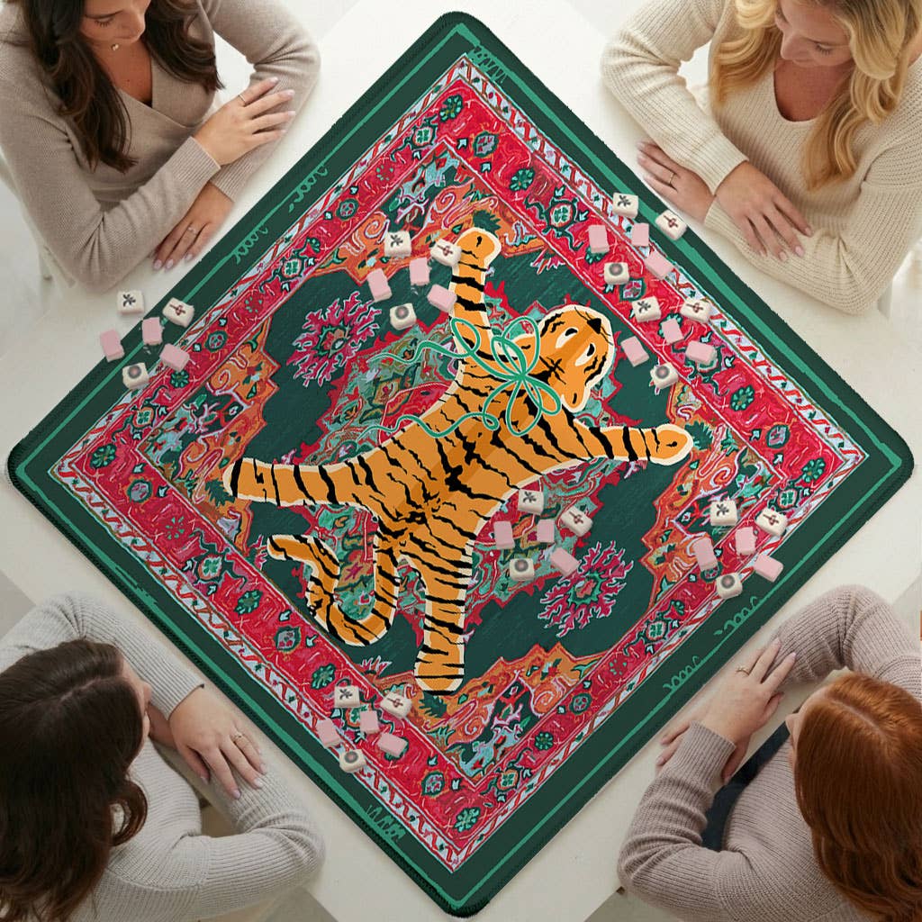 Mahjong Mat, Monkey, Leopard, Tiger, Flamingo