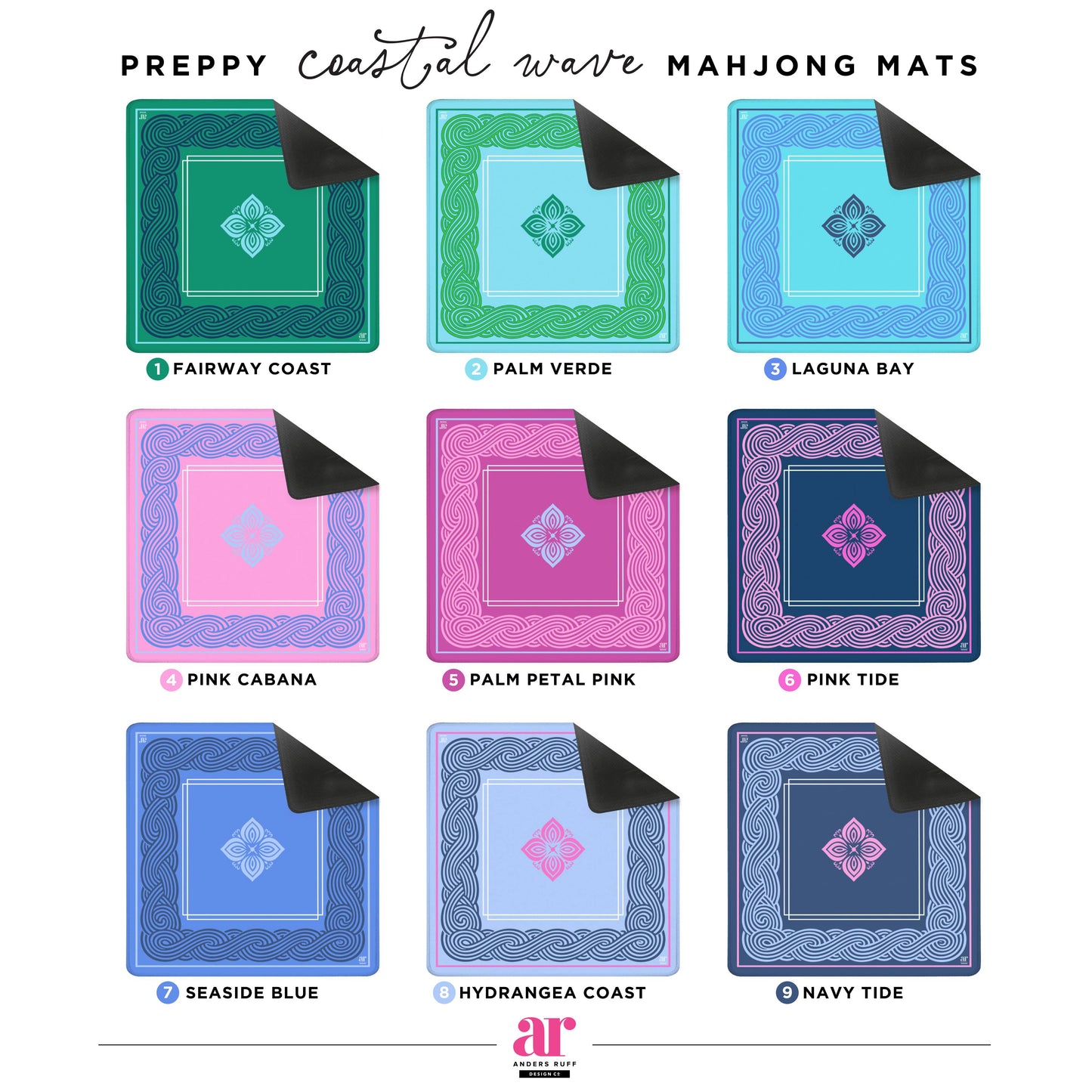 Coastal Wave Mahjong Mat – Multiple Colors [Non-Neoprene]