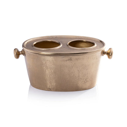 Raw Aluminum Two Bottle Wine Holder- Gold
