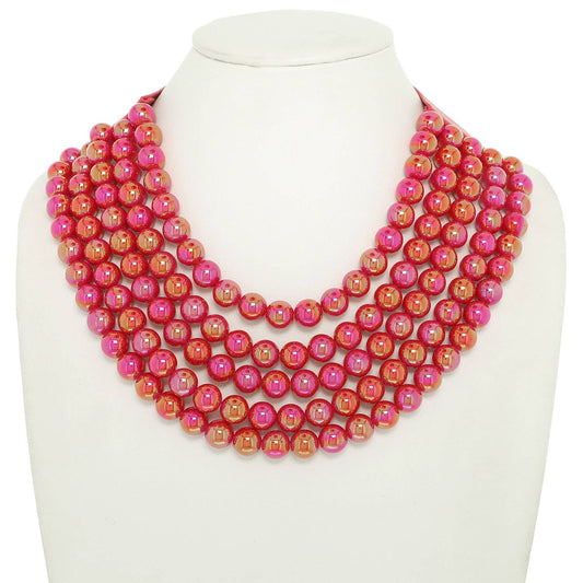 BLING METALLIC COLOR BEADED NECKLACE FAUX LEATHER MAGNETIC