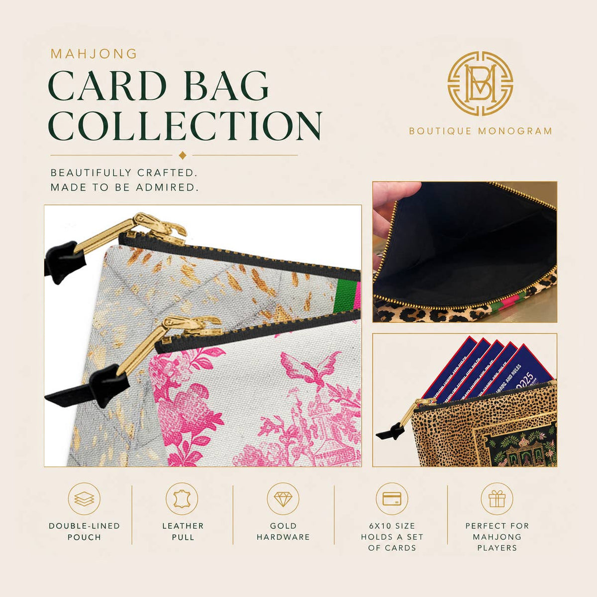 Mahjong Card Bag, Summer Collection, Boutique Monogram
