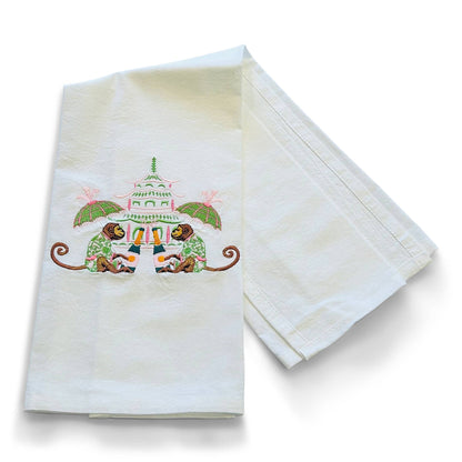 Towel - Celebrating Monkeys on white