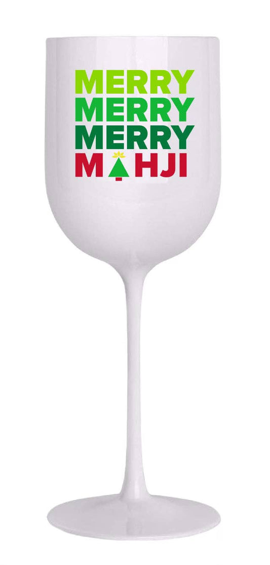 MERRY MERRY MERRY MAHJI  WINE GLASS