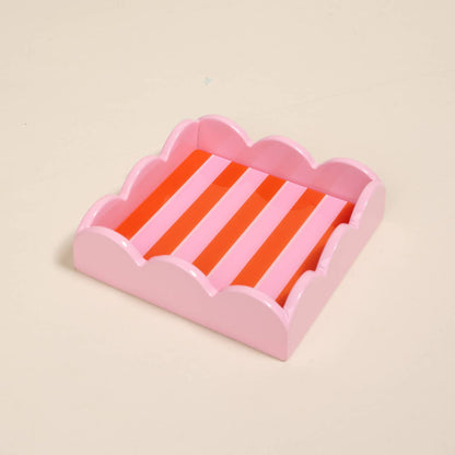 Scallop Trinket Tray–Sicily Stripes Pink
