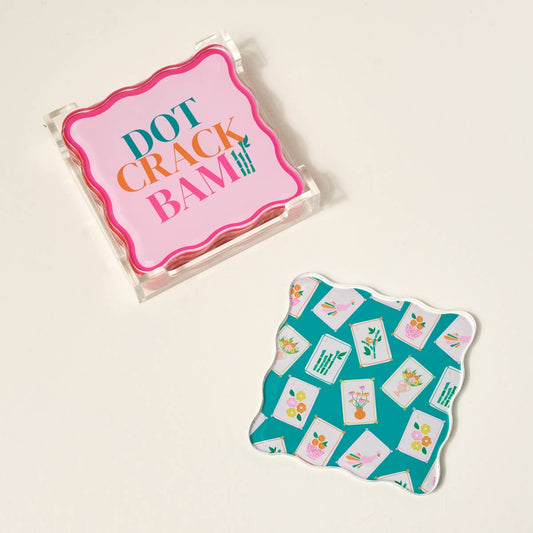 Table Talk Acrylic Coaster Set–It's Mahj Time