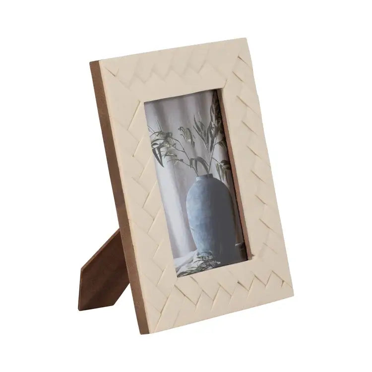 5x7 Bone Woven Photo Frame