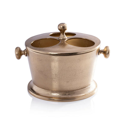 Raw Aluminum Three Bottle Wine Holder- Gold
