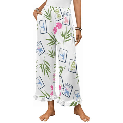 Mahjong Ruffle Pajama Pants | Soft Lounge Pants PJS Palm