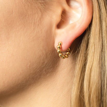 14K Gold-Dipped Ball Hoop Earring