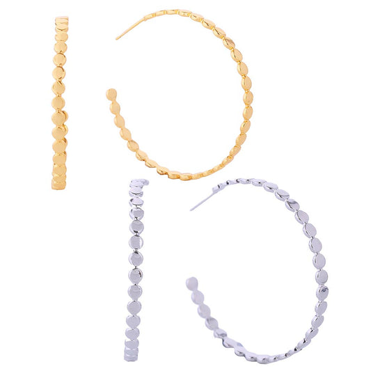 14K Dipped Linked Mini Circle Hoop Post Earrings