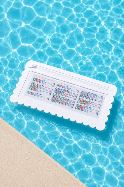 Splash-Proof Mahjong Card Holder for Pool Mahjong - White Scallops LARGE SIZE